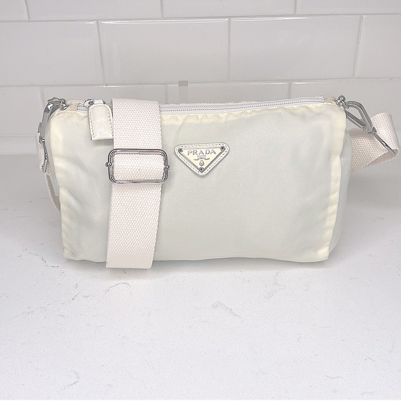 Prada Tessuto nylon crossbody bag in Ecru - Picture 2 of 13